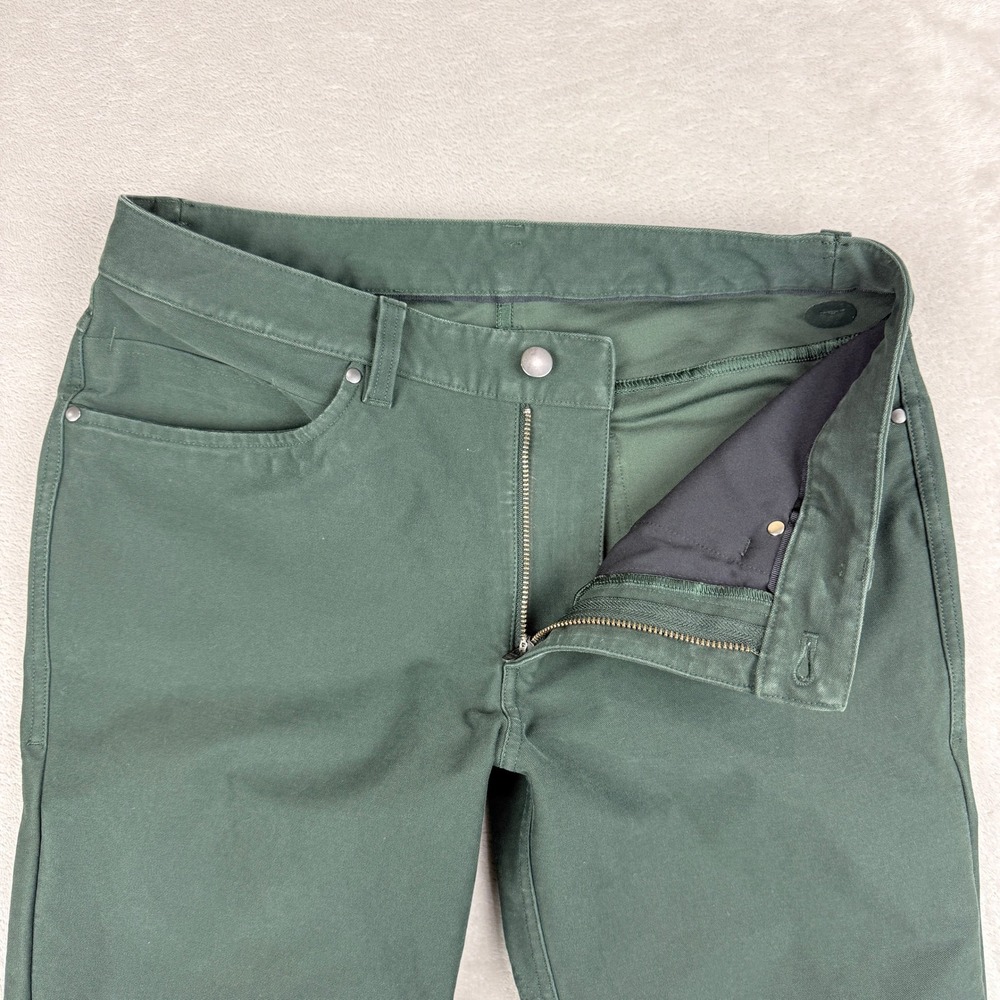 Lululemon ABC Slim Pant Men 31 Dark Green Utilitech 5-Pocket Commuter Preppy EUC - Picture 2 of 14